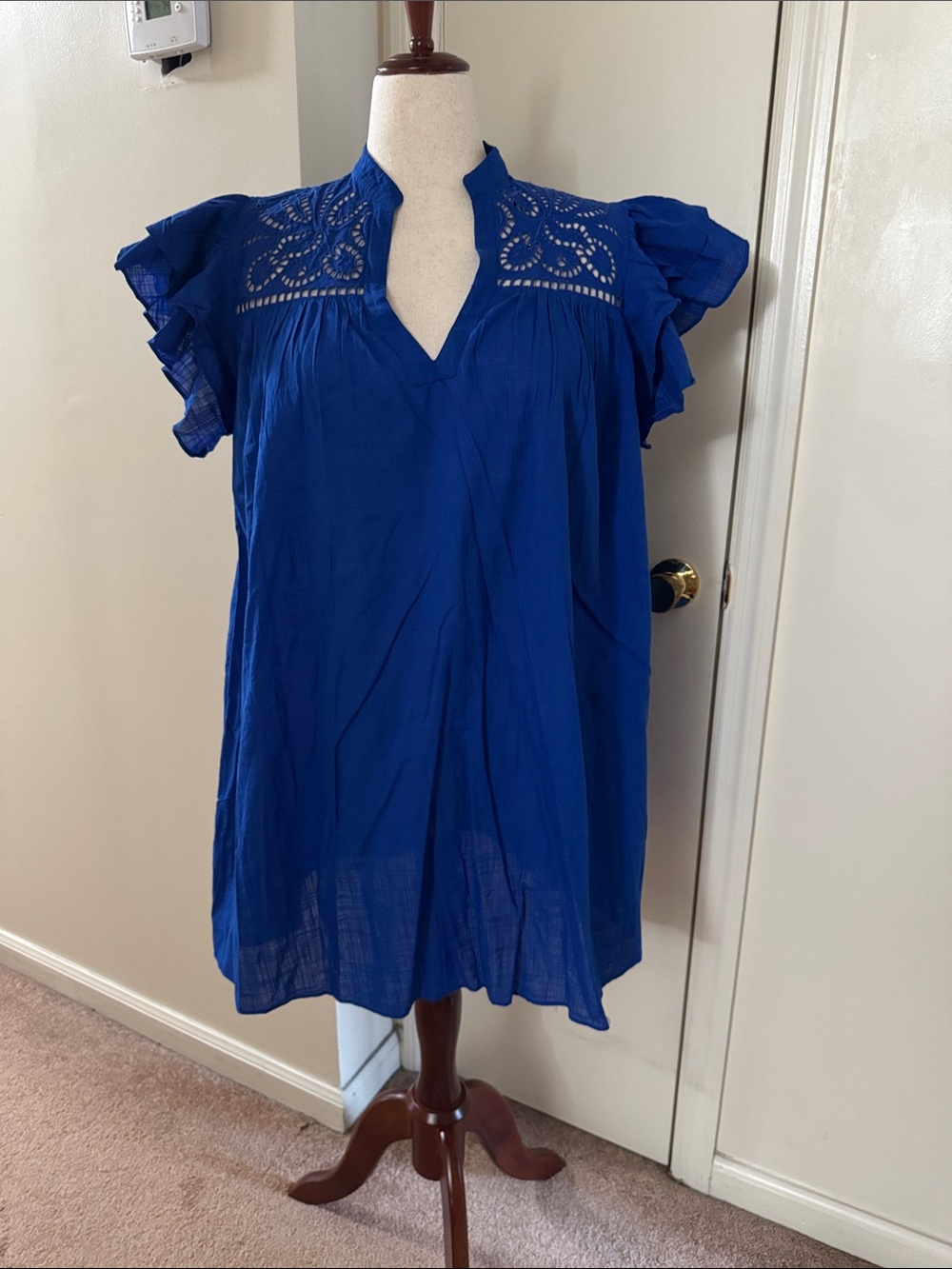 H&M Royal Blue Eyelet Yoke Casual Dress